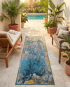 Urban Terrace Collection Area Rug -  Lanai Runner Gradient Blue  lifestyle 55