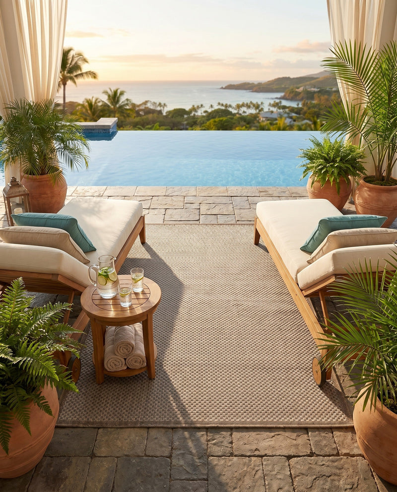 Terrace Fringe Collection Area Rug - Patio Rectangle Beige  lifestyle 27