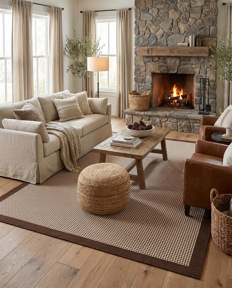 Terrace Fringe Collection Area Rug - Oceanside Rectangle Brown  lifestyle 34