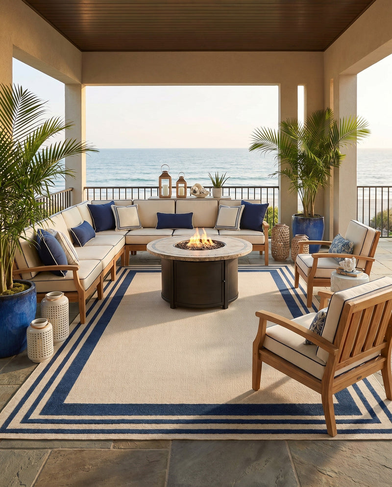 Bahama Breeze Outdoor Collection Area Rug -  Abaco Rectangle Beige  lifestyle 55