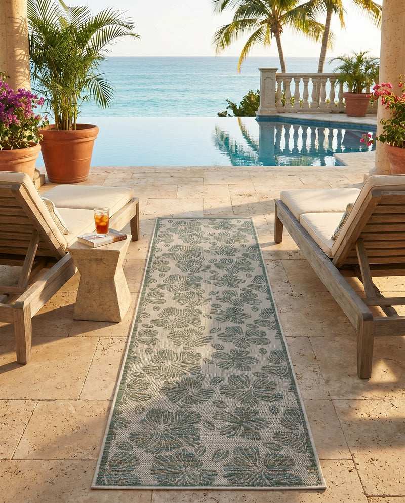 Coastal Terrace Collection Area Rug -  Marina Runner Ivory and Beige  lifestyle 54