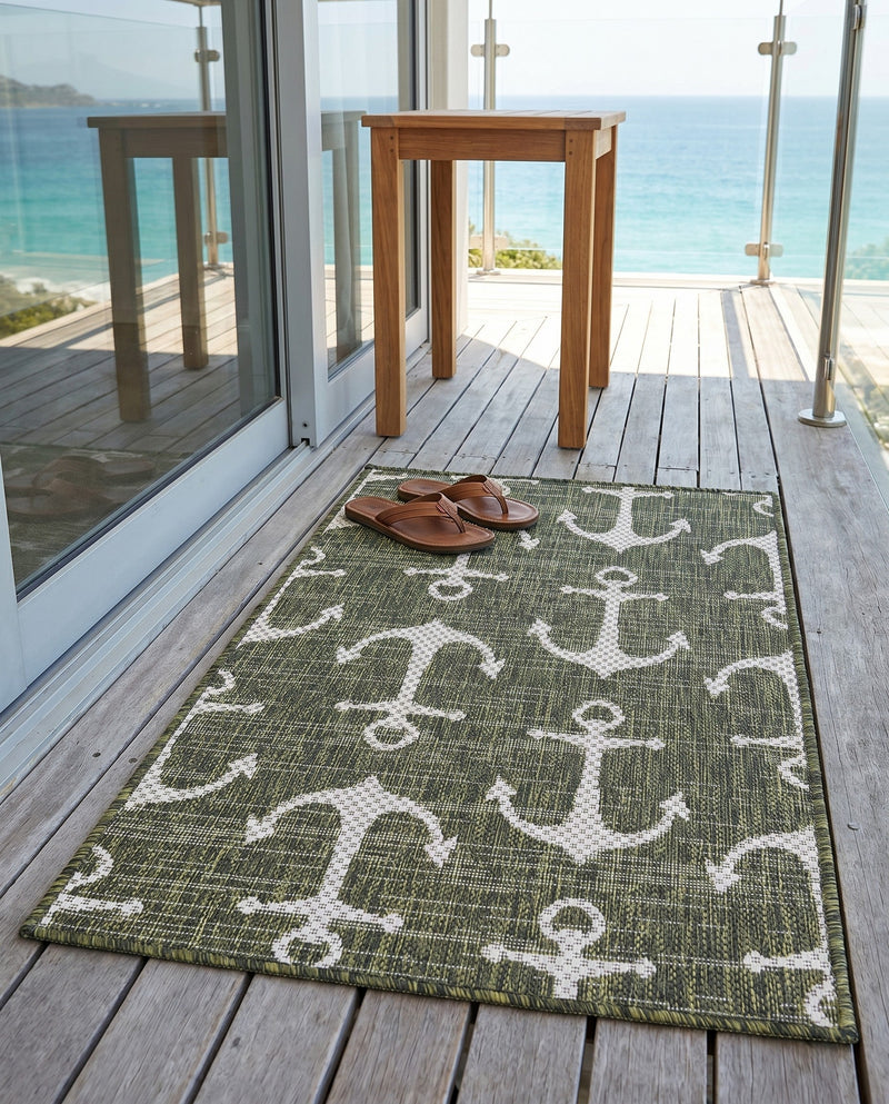 Seaside Haven Rugs Collection Area Rug - Sapphire (Green) Rectangle Green  lifestyle 17