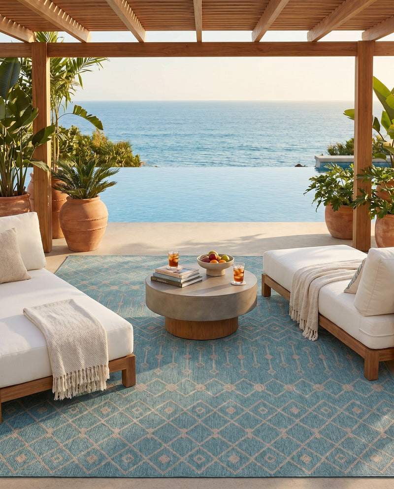 Savannah Pergola Collection Area Rug -  Pergola (Aqua) Rectangle Aqua  lifestyle 12