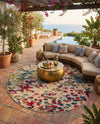 Outdoor Marrakesh Collection Area Rug -  Oujda Round Multi  lifestyle 72