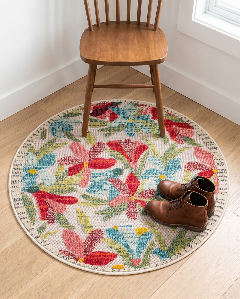 Outdoor Marrakesh Collection Area Rug -  Midelt Round Multi  lifestyle 79