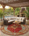 Patio Heritage Collection Area Rug -  Arbor Round Red Green Blue  lifestyle 62