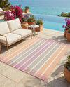 Seaside Stripes Collection Area Rug -  Coral Rectangle Pink and Lavender  lifestyle 53