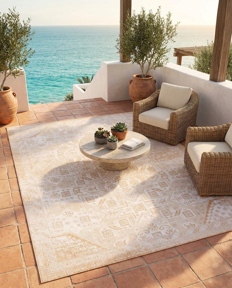 Tribal Terrace Treasures Collection Area Rug - Mayan Marina (Natural) Rectangle Natural  lifestyle 15