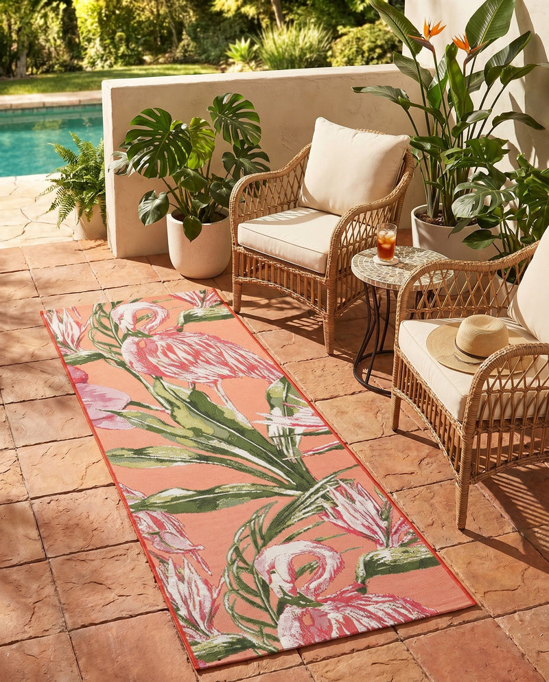 Seaside Blooms Collection Area Rug -  Kyoto Runner Coral  lifestyle 72