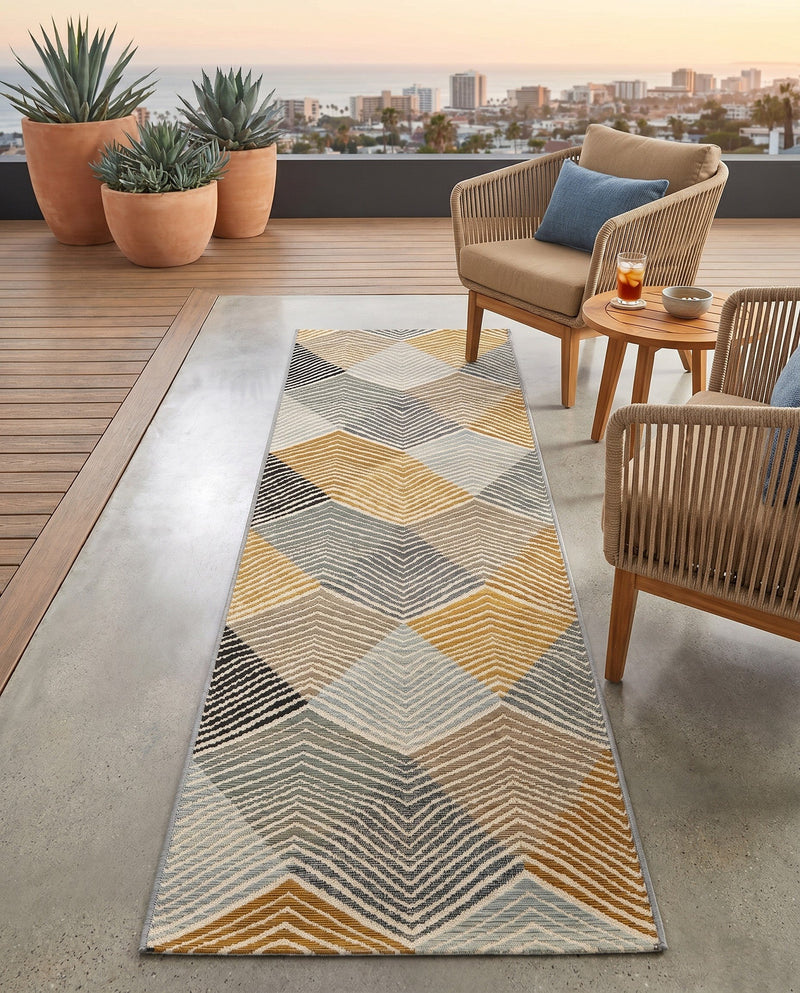 Urban Terrace Collection Area Rug - Metropolis Runner Gray  lifestyle 67