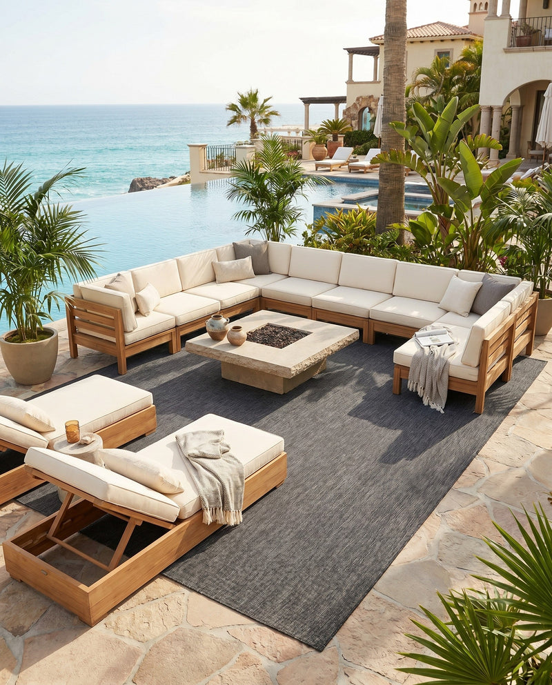 Seaside Serenity Collection Area Rug - Veranda (Black) Rectangle Black  lifestyle 42
