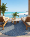 Seaside Serenity Collection Area Rug - Veranda (Blue) Oval Blue  lifestyle 45