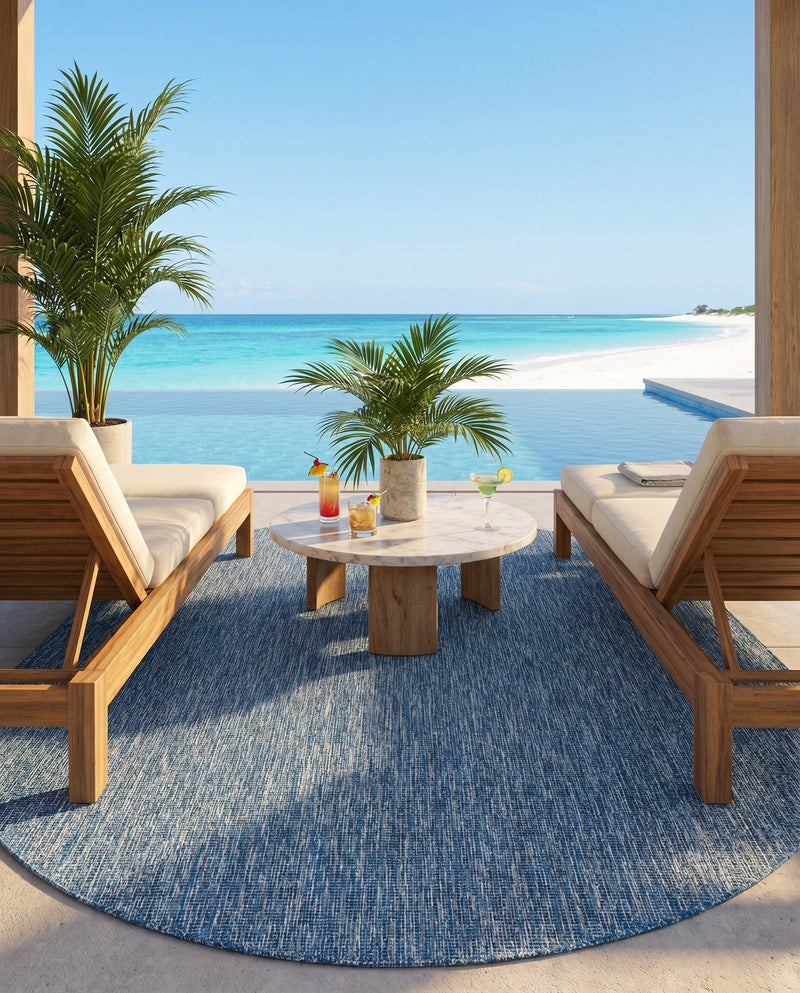 Seaside Serenity Collection Area Rug - Veranda (Blue) Oval Blue  lifestyle 45