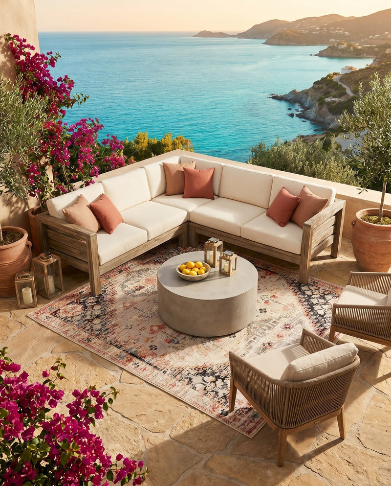 Patio Heritage Collection Area Rug -  Meadow Square Multi  lifestyle 71