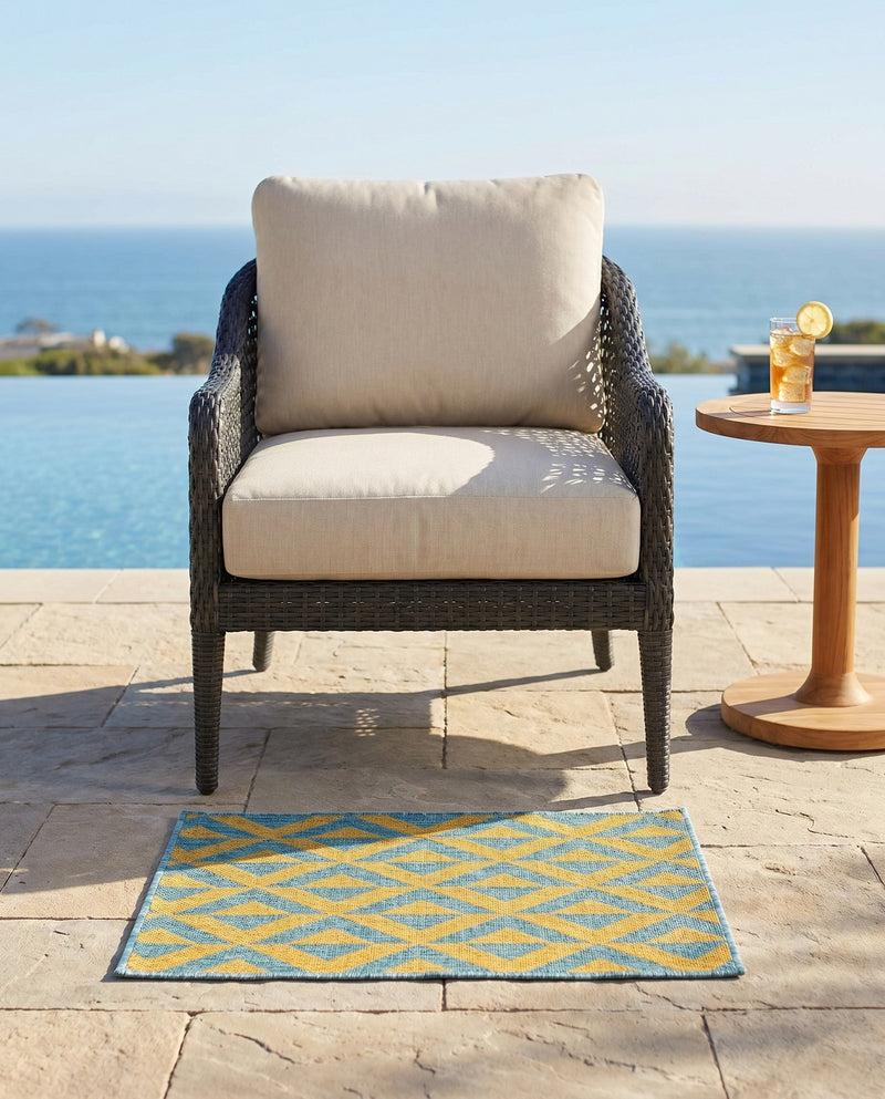 Urban Oasis Rugs Collection Area Rug -  Highrise (Yellow and Aqua) Rectangle Yellow and Aqua  lifestyle 17