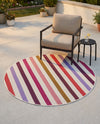 Seaside Stripes Collection Area Rug - Azul Round White  lifestyle 79