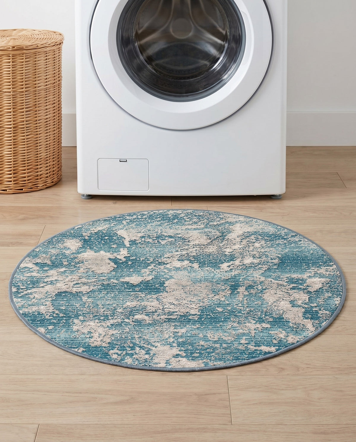 Urban Terrace Collection Area Rug -  Gazebo Round Aqua Blue  lifestyle 104