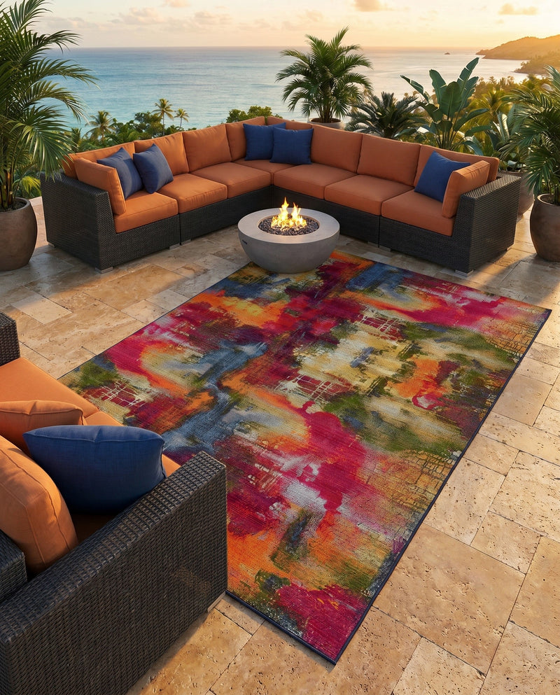 Urban Terrace Collection Area Rug -  Atrium Rectangle Multi  lifestyle 57