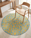 Savannah Escape Collection Area Rug -  Amazon (Blue Yellow) Round Blue Yellow  lifestyle 66