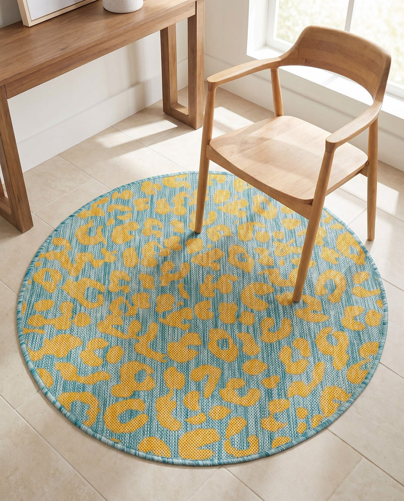 Savannah Escape Collection Area Rug -  Amazon (Blue Yellow) Round Blue Yellow  lifestyle 66