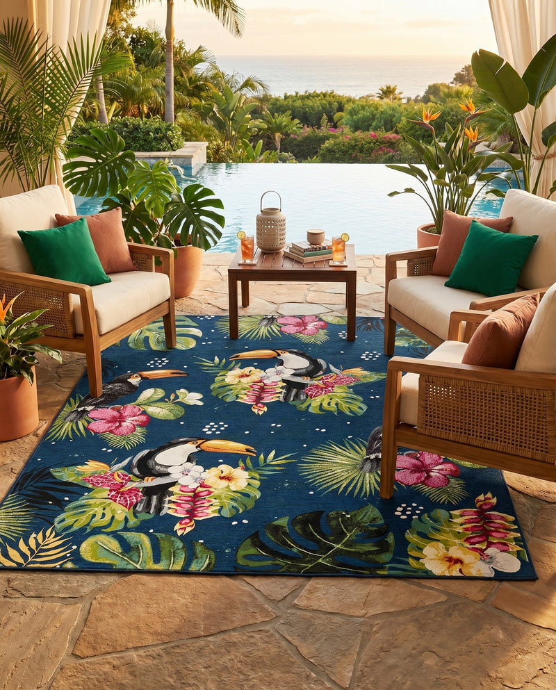 Seaside Blooms Collection Area Rug -  Leaf Rectangle Multi  lifestyle 7