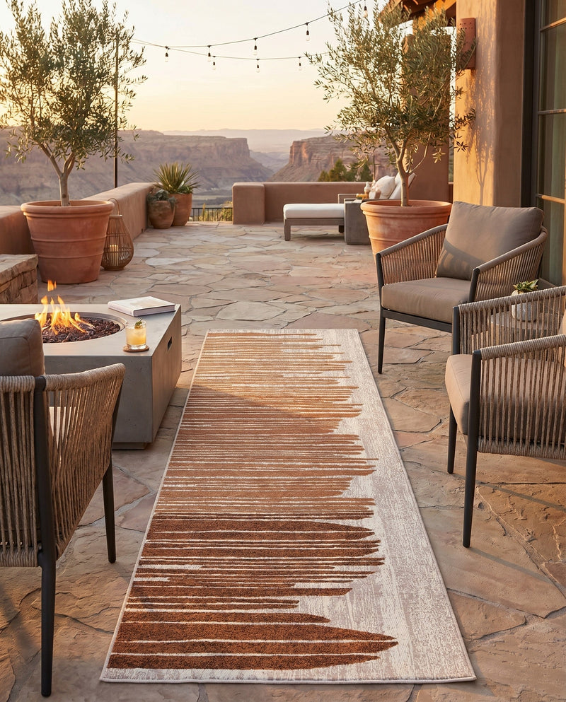 Urban Terrace Collection Area Rug -  Balcony Runner Beige Brown  lifestyle 65