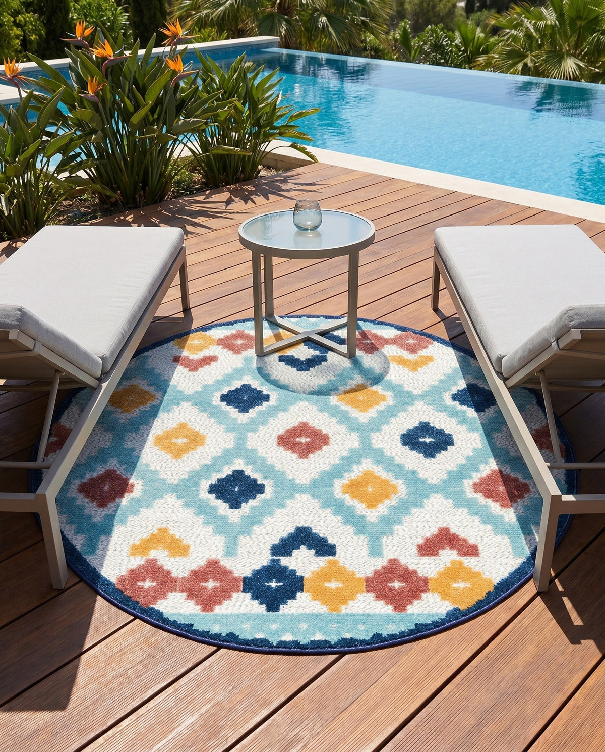 Caribbean Terrace Collection Area Rug -  Tobago Round Ivory  lifestyle 53