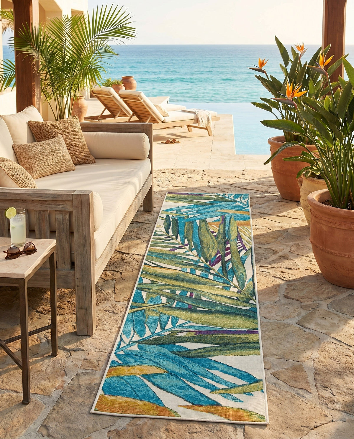 Seaside Blooms Collection Area Rug -  Arcadia Runner Multi  lifestyle 54