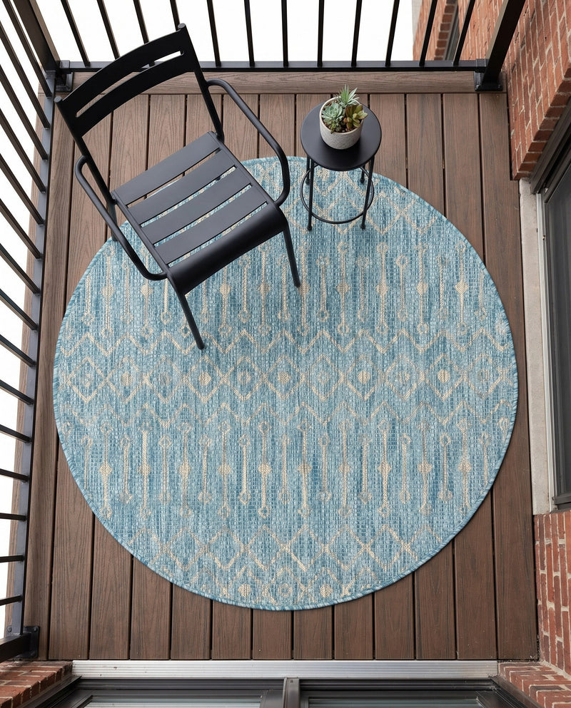 Savannah Pergola Collection Area Rug -  Pergola (Aqua) Round Aqua  lifestyle 55