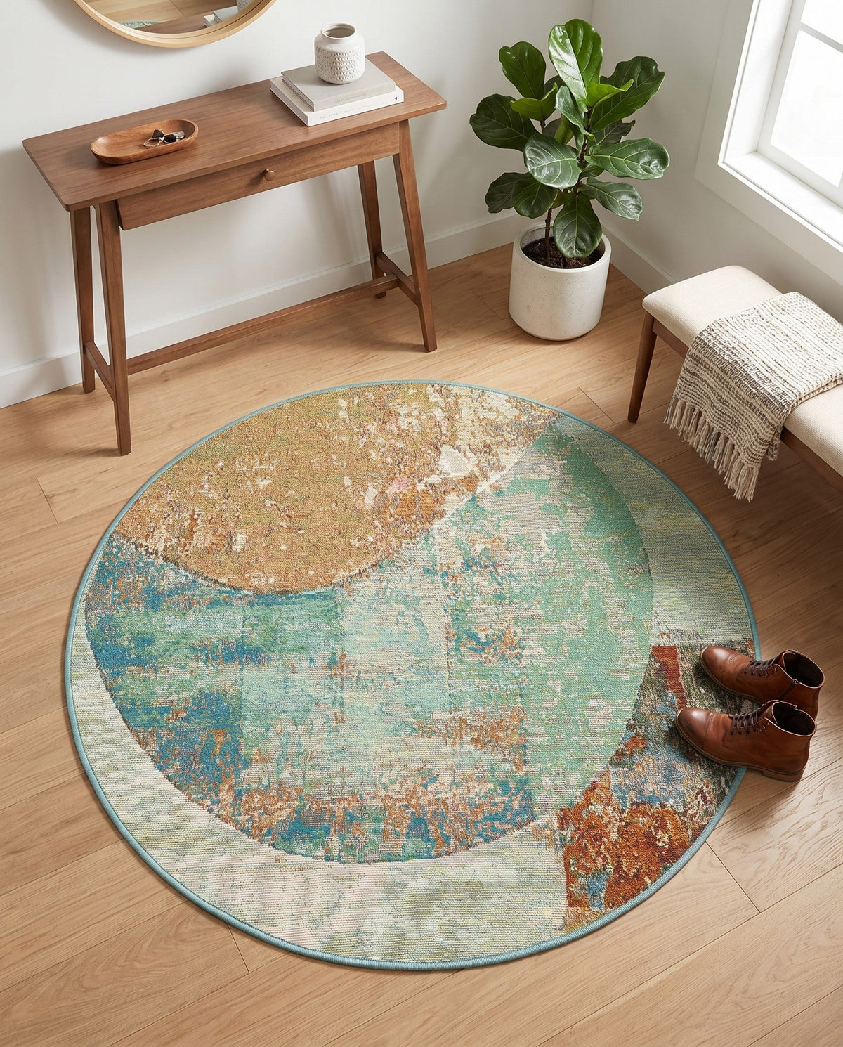 Urban Terrace Collection Area Rug -  Portico Round Multi  lifestyle 56
