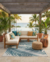 Seaside Blooms Collection Area Rug - Verdure (Teal Ivory) Rectangle Teal Ivory  lifestyle 12