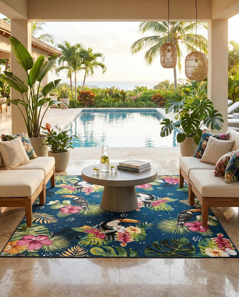 Seaside Blooms Collection Area Rug -  Leaf Rectangle Multi  lifestyle 19