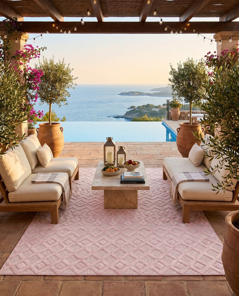 Garden Lattice Charm Collection Area Rug -  Pergola (Pink) Rectangle Pink  lifestyle 5