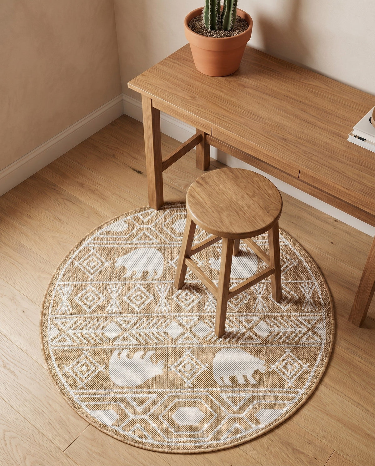 Mesa Oasis Rugs Collection Area Rug - Sundown Round Taupe  lifestyle 162