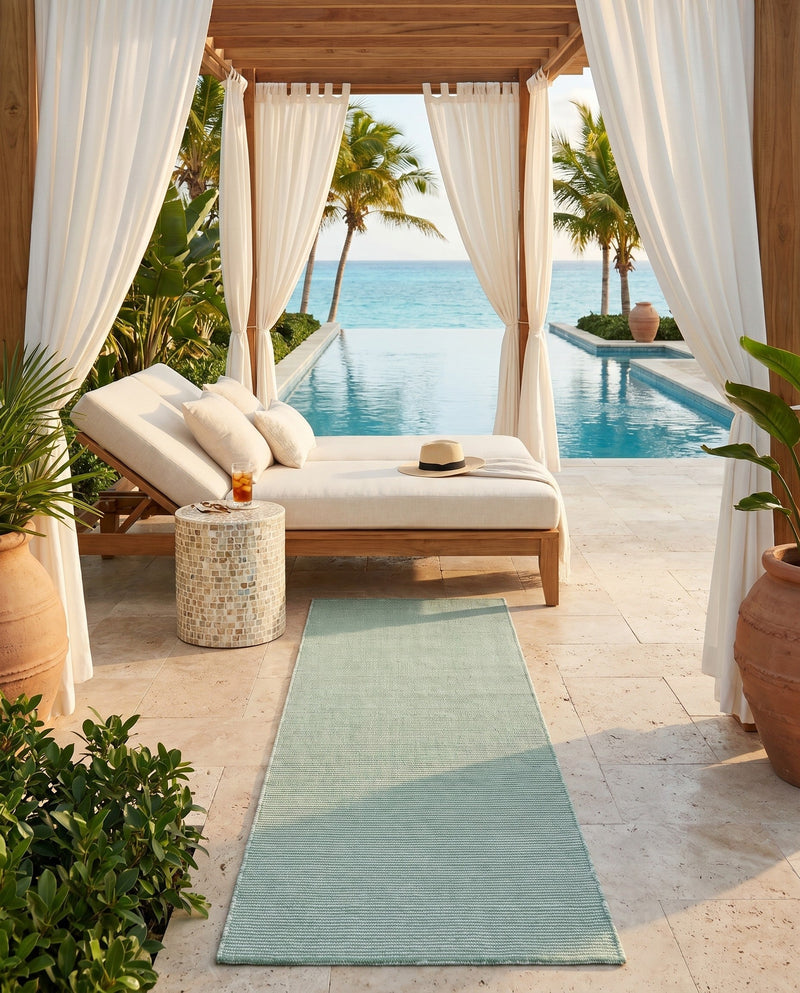 Jill Zarin Sedona Oasis Outdoor Collection Area Rug - Coconino (Palm Green) Runner Palm Green  lifestyle 41