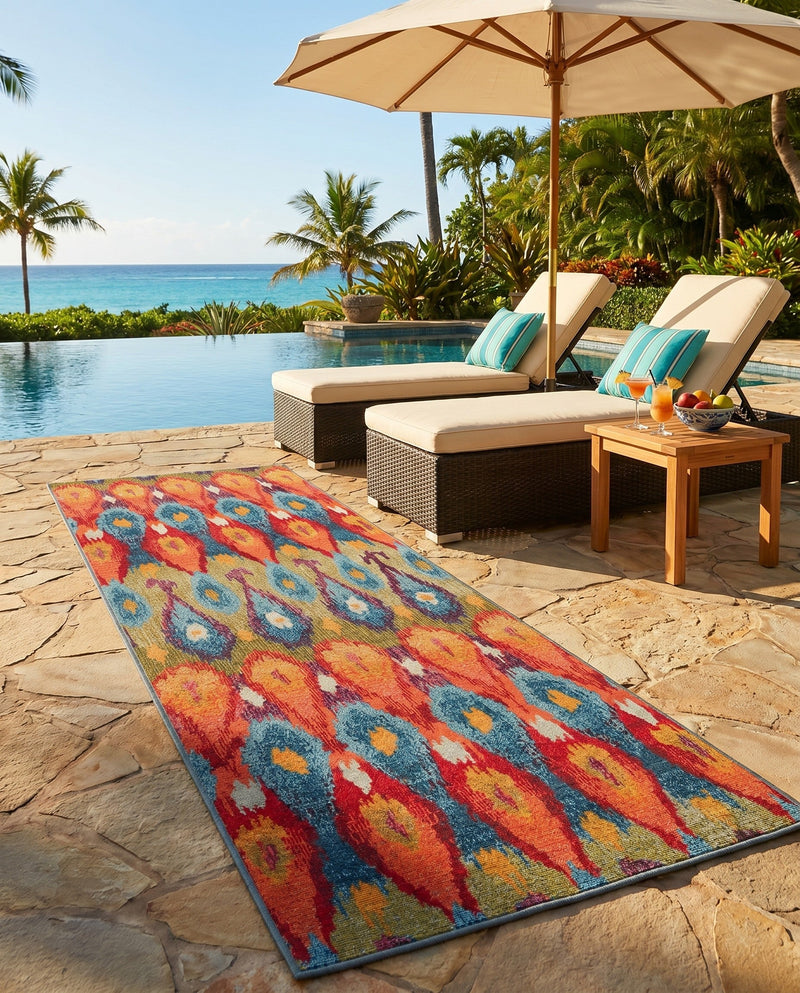 Urban Terrace Collection Area Rug -  Compass Runner Multi  lifestyle 59
