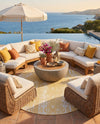 Desert Nomad Terrace Collection Area Rug - Sahara (Yellow) Round Yellow  lifestyle 34