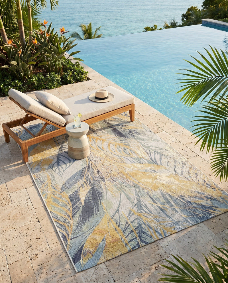 Seaside Blooms Collection Area Rug -  Blossom Rectangle Gray Ivory Yellow  lifestyle 22