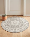 Tribal Terrace Treasures Collection Area Rug -  Incan Isle (Light Gray) Round Light Gray  lifestyle 54