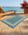 Terrace Fringe Collection Area Rug - Veranda (Teal) Rectangle Teal  lifestyle 29