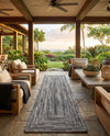 Sustainable Strands Indoor-Outdoor Oasis Collection Area Rug -  Sandbar (Black and White) Runner Black and White  lifestyle 41