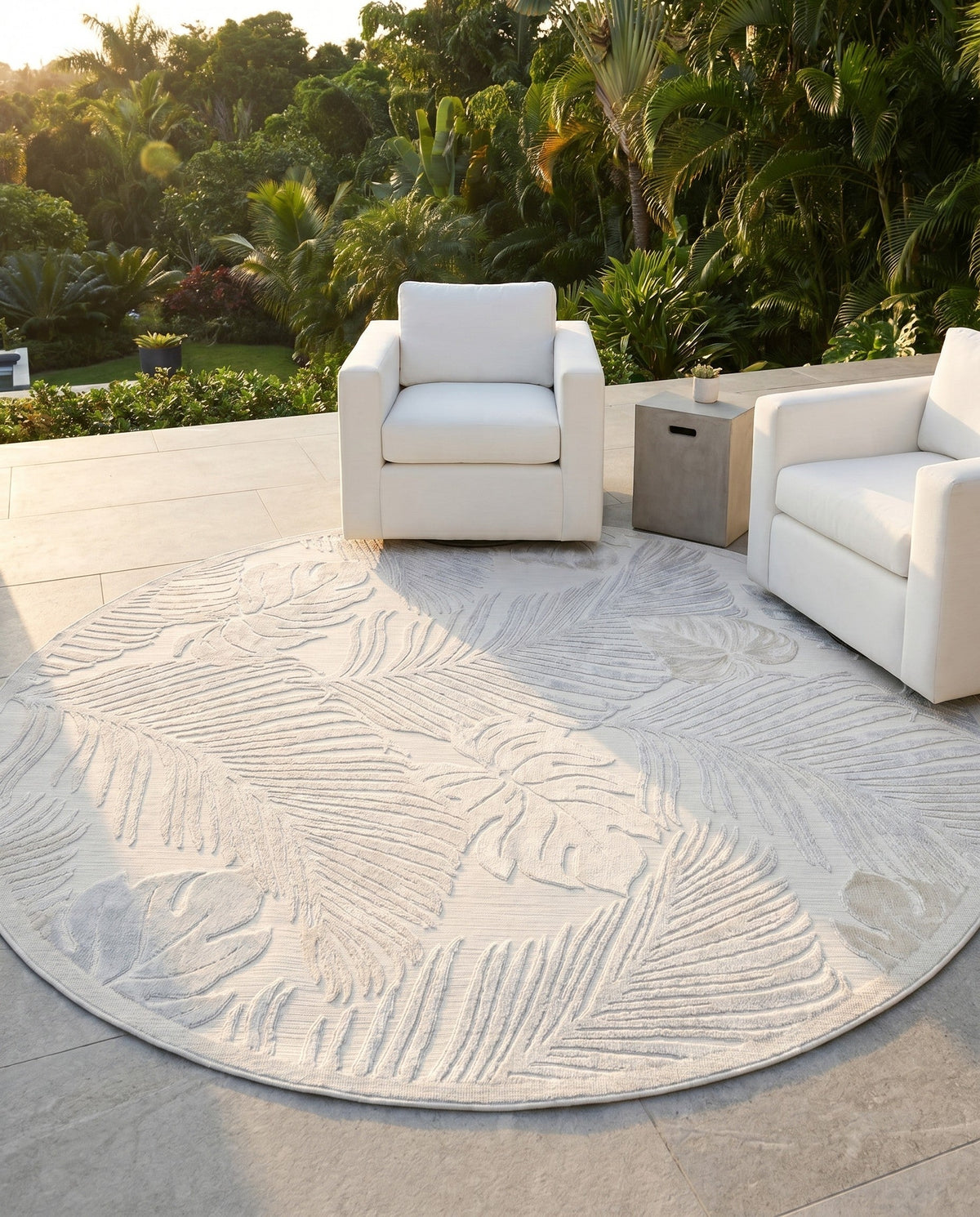Seaside Blooms Collection Area Rug -  Tranquil Round Gray  lifestyle 93