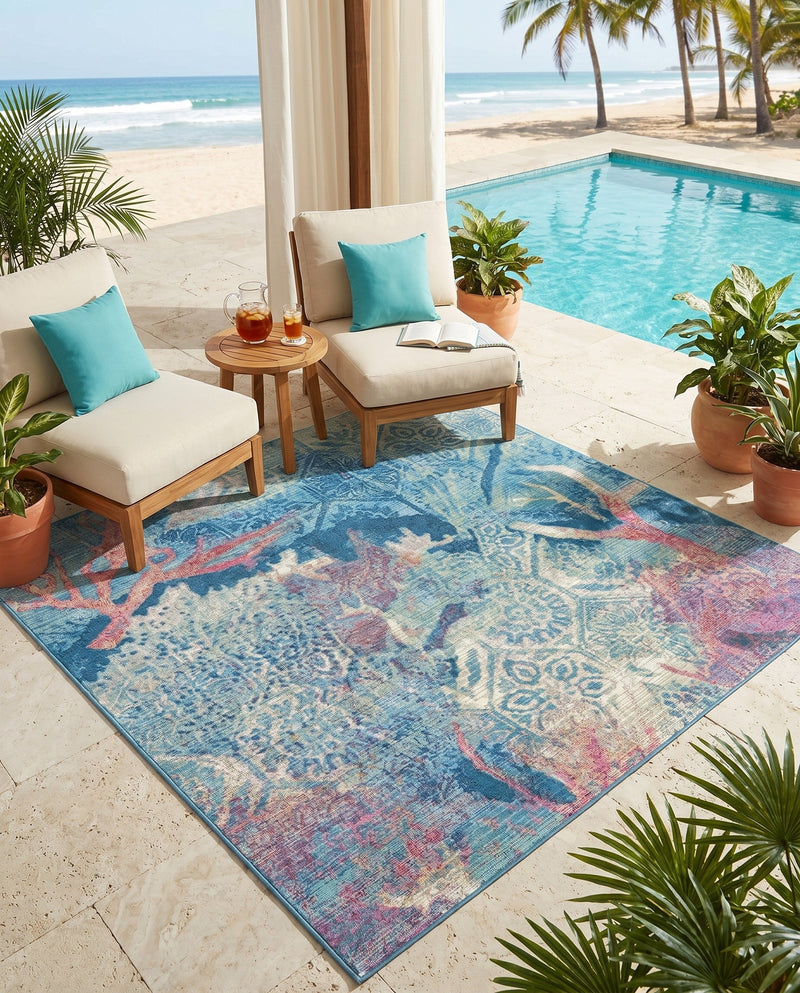 Seaside Haven Rugs Collection Area Rug - Marina Square Multi  lifestyle 33