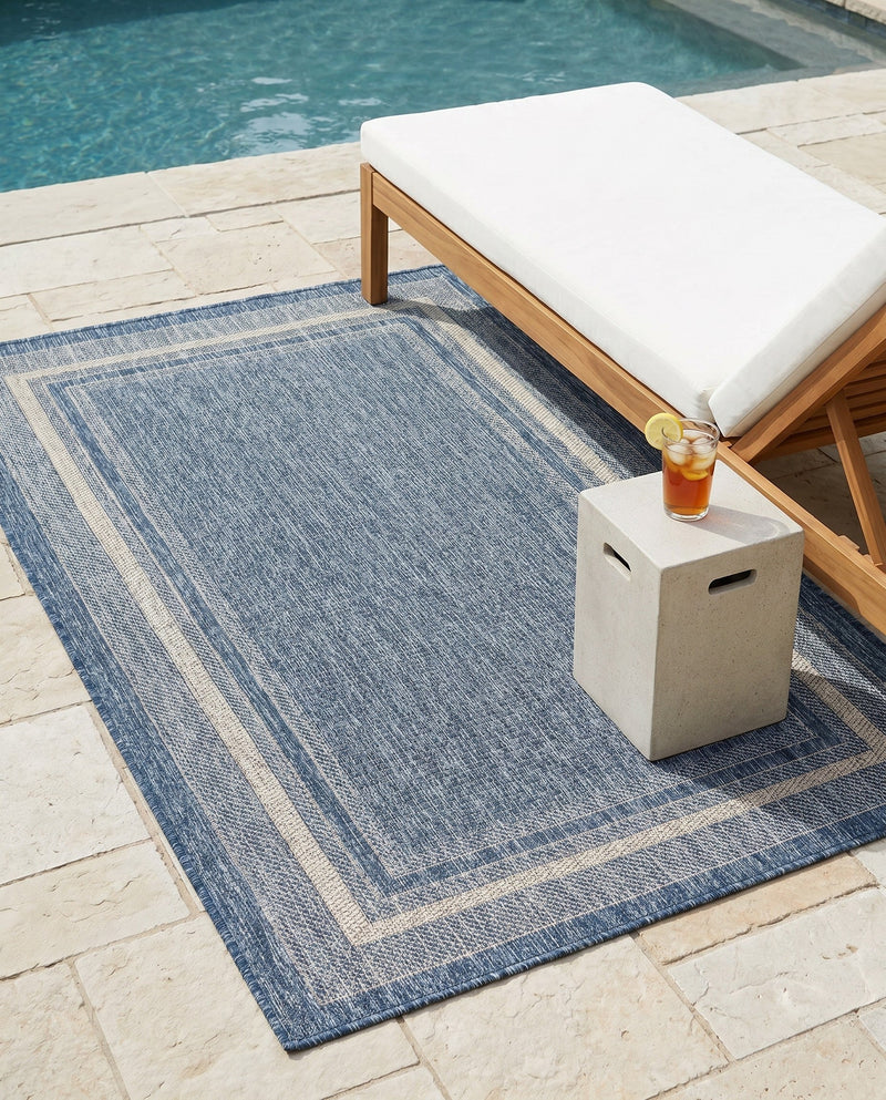 Terrace Fringe Collection Area Rug - Veranda (Blue) Rectangle Blue  lifestyle 39
