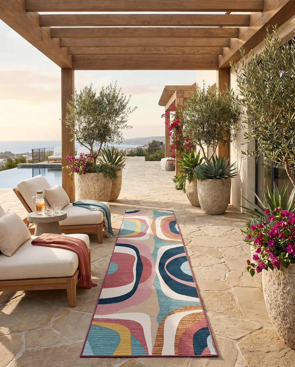 Urban Terrace Collection Area Rug - Venice Runner Multi  lifestyle 57