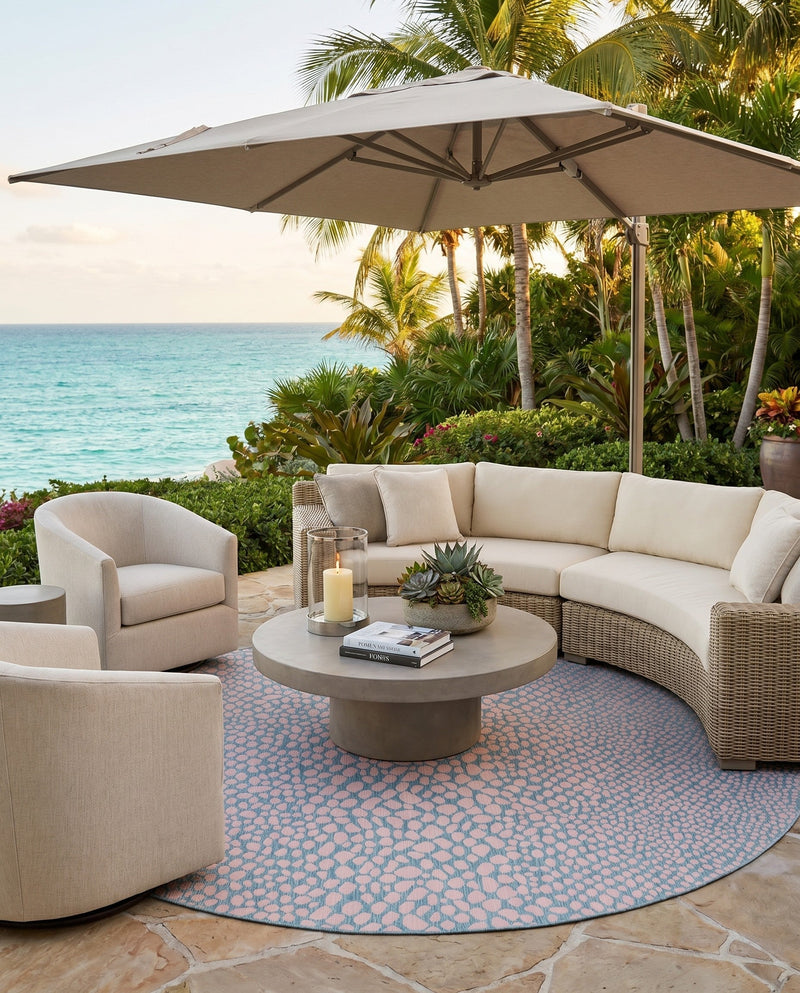Urban Oasis Rugs Collection Area Rug -  Terrace (Pink and Aqua) Round Pink and Aqua  lifestyle 60