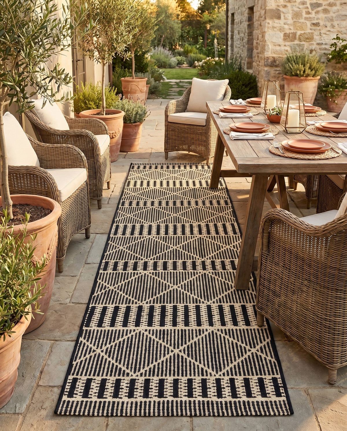 Savannah Pergola Collection Area Rug -  Glade Runner Black  lifestyle 160