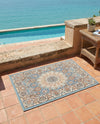 Patio Heritage Collection Area Rug -  Bower Rectangle Blue  lifestyle 19
