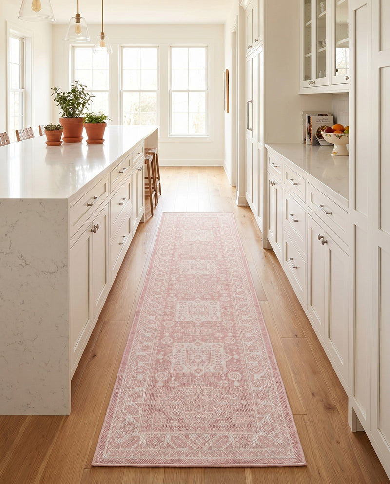 Tribal Terrace Treasures Collection Area Rug -  Incan Isle (Pink) Runner Pink  lifestyle 52