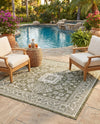 Tribal Terrace Treasures Collection Area Rug -  Incan Isle (Green) Square Green  lifestyle 45